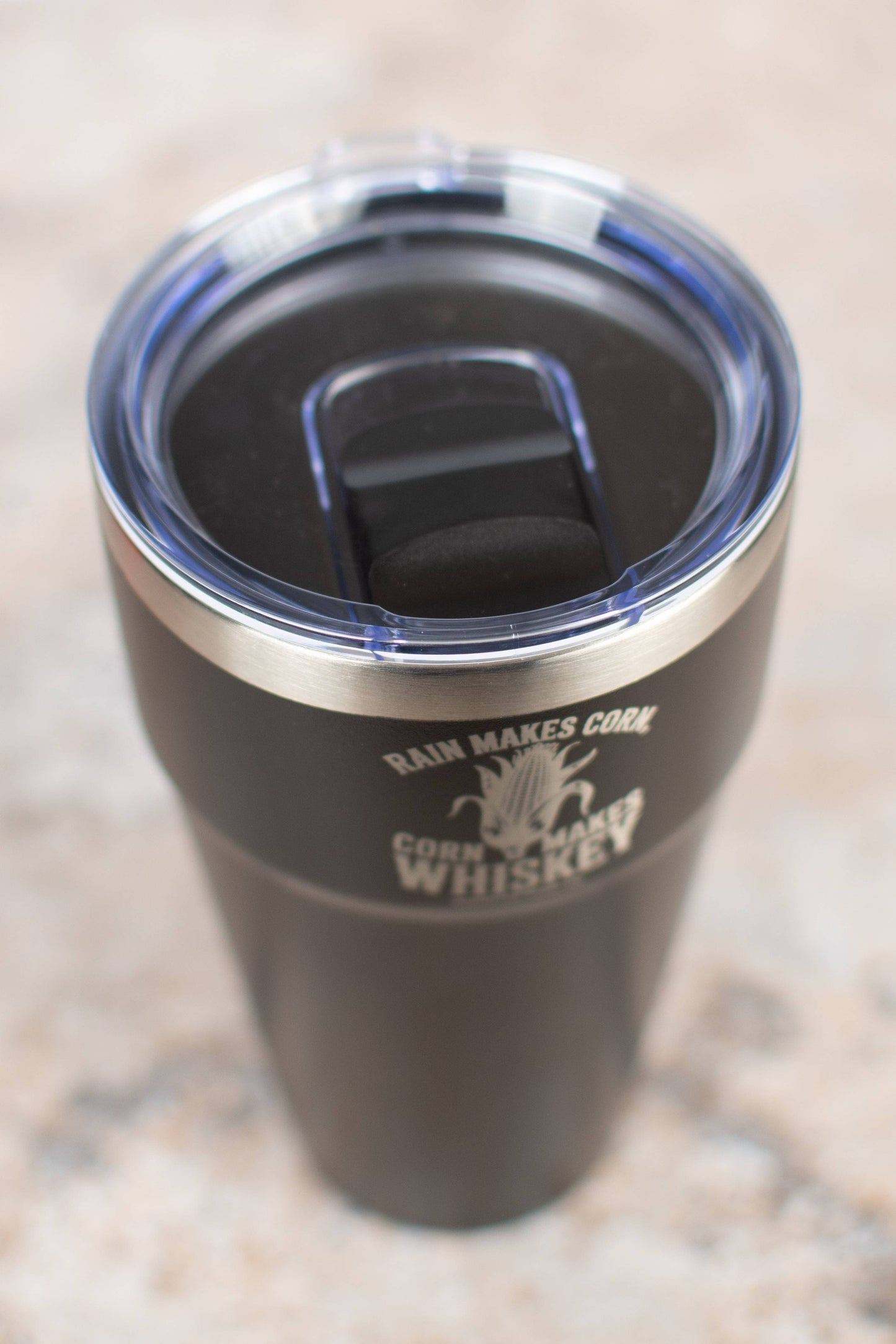 Black 'Rain Makes Corn, Corn Makes Whiskey' 30oz Tumbler
