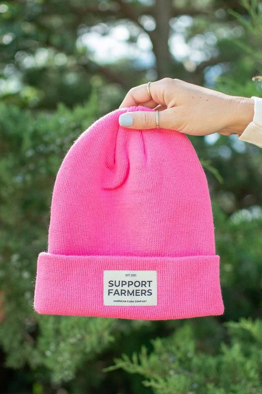 Hot Pink ‘Support Farmers’ Beanie